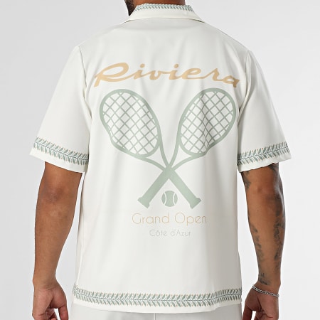 KZR - Ensemble Chemise Manches Courtes Et Short Jogging 191 Beige Clair Vert Clair