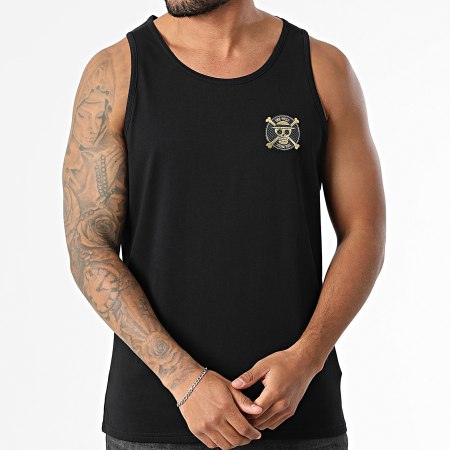 One Piece - Tank Top com logótipo de crachá Preto Ouro