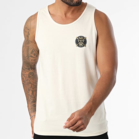 One Piece - Débardeur Badge Logo Beige Chiné Doré