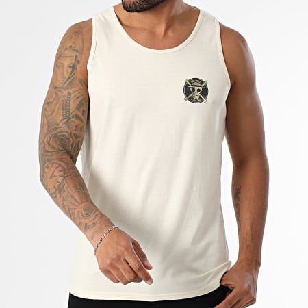 One Piece - Débardeur Badge Logo Beige Chiné Doré