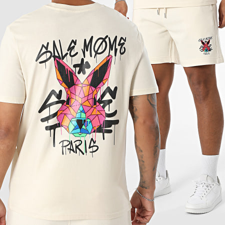 Sale Môme Paris - Ensemble Tee Shirt Et Short Jogging Geomedrips Lapin Beige