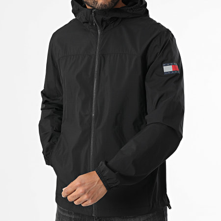 Tommy Jeans - Coupe-Vent Zippé Capuche 1669 Noir Réfléchissant