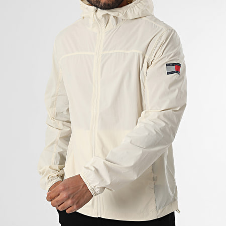 Tommy Jeans - Coupe-Vent Zippé Capuche 1669 Beige Réfléchissant