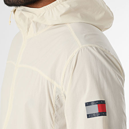 Tommy Jeans - Coupe-Vent Zippé Capuche 1669 Beige Réfléchissant