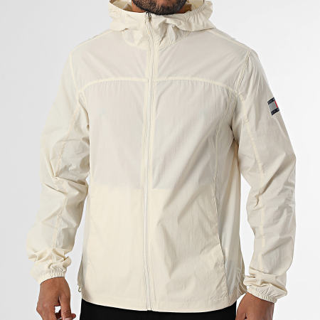 Tommy Jeans - Coupe-Vent Zippé Capuche 1669 Beige Réfléchissant