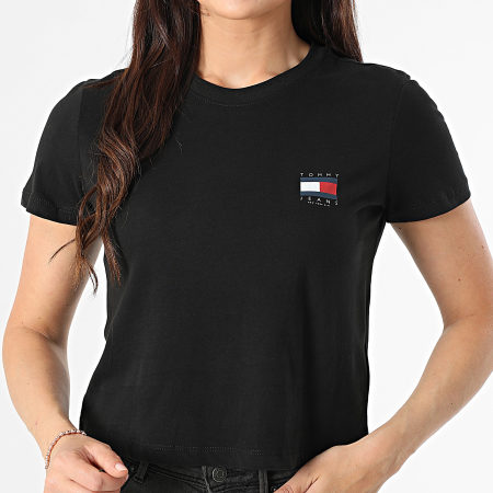 Tommy Jeans - Tee Shirt Femme Flag 1423 Noir