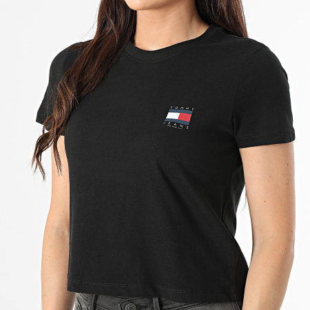 Tommy Jeans - Tee Shirt Femme Flag 1423 Noir