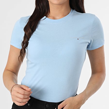 Tommy Jeans - Tee Shirt Femme Linear 1164 Bleu Clair