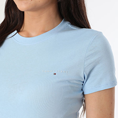 Tommy Jeans - Tee Shirt Femme Linear 1164 Bleu Clair