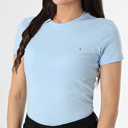 Tommy Jeans - Tee Shirt Femme Linear 1164 Bleu Clair