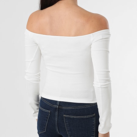 Tommy Jeans - Camiseta de manga larga para mujer Slim Essential 0919 White