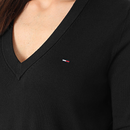 Tommy Jeans - Pull Col V Femme Essential 9888 Noir