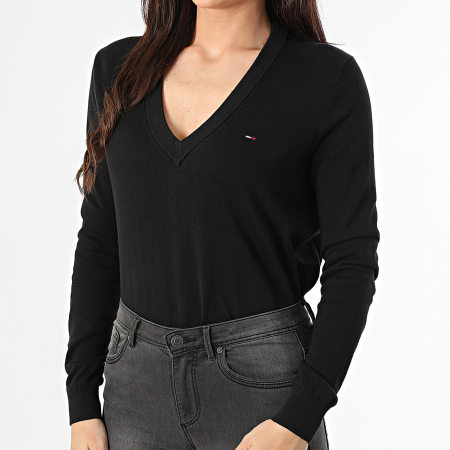Tommy Jeans - Pull Col V Femme Essential 9888 Noir