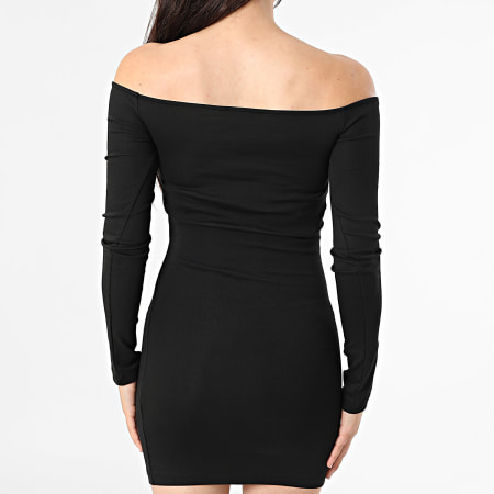 Tommy Jeans - Robe Manches Longues Femme Boat Neck Mini 0870 Noir