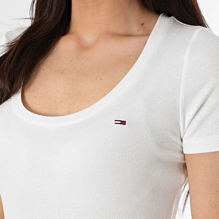 Tommy Jeans - Tee Shirt Femme Soft Rib Essential 0916 Blanc