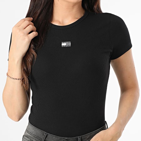 Tommy Jeans - Tee Shirt Slim Femme Badge 7881 Noir