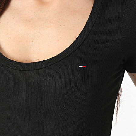 Tommy Jeans - Tee Shirt Femme Soft Rib Essential 0916 Noir