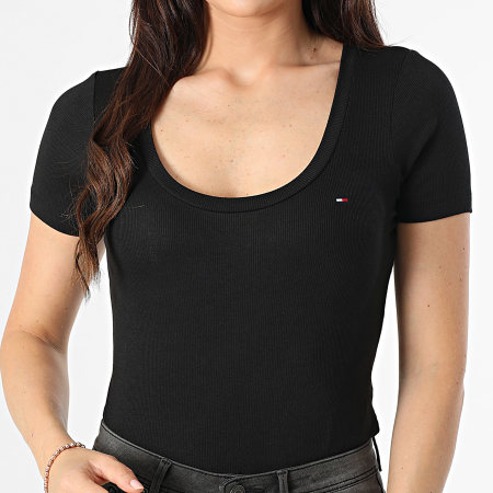 Tommy Jeans - Tee Shirt Femme Soft Rib Essential 0916 Noir