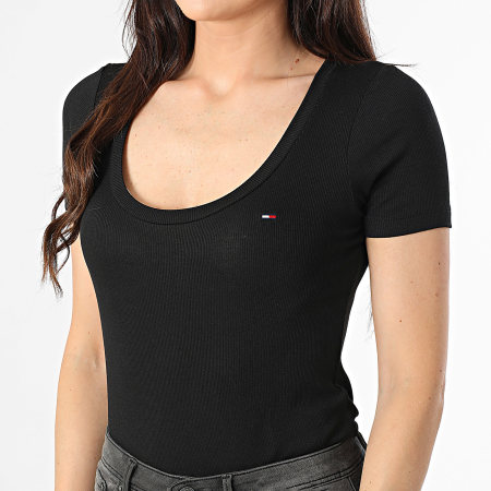 Tommy Jeans - Tee Shirt Femme Soft Rib Essential 0916 Noir