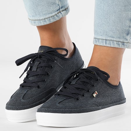 Tommy Hilfiger - Baskets Femme Washed Canvas Vulc 8894 Space Blue
