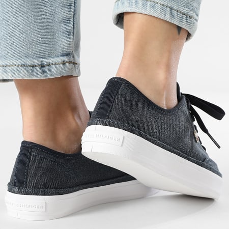 Tommy Hilfiger - Baskets Femme Washed Canvas Vulc 8894 Space Blue