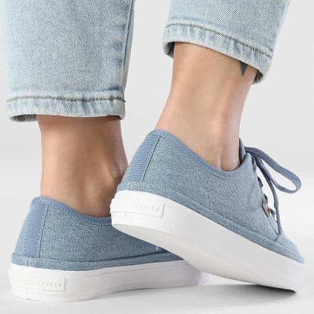 Tommy Hilfiger - Baskets Femme Washed Canvas Vulc 8894 Brisk Blue