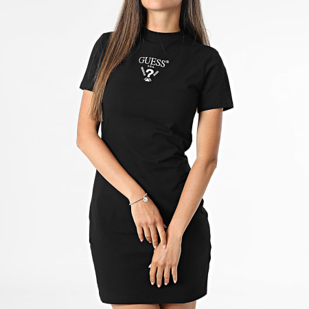 Guess - Robe Tee Shirt Femme V4YK02-KCDH1 Noir Blanc