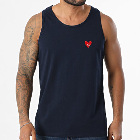 Luxury Lovers - Débardeur Red Heart Embroidery Bleu Marine