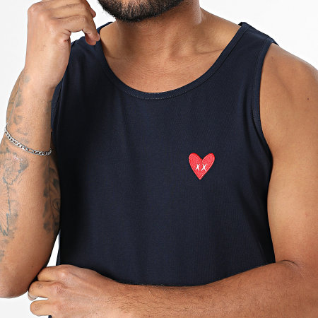 Luxury Lovers - Débardeur Red Heart Embroidery Bleu Marine