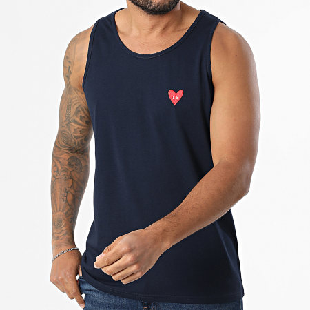 Luxury Lovers - Débardeur Red Heart Embroidery Bleu Marine