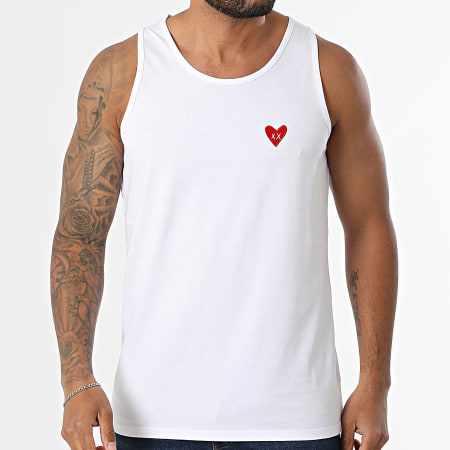Luxury Lovers - Débardeur Red Heart Embroidery Blanc