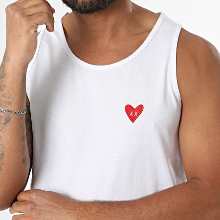 Luxury Lovers - Débardeur Red Heart Embroidery Blanc