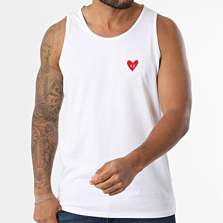 Luxury Lovers - Débardeur Red Heart Embroidery Blanc