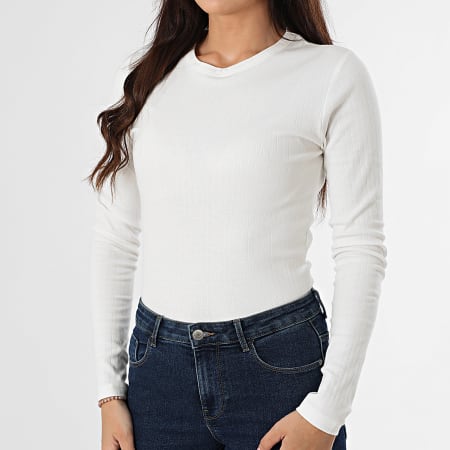 Only - Tee Shirt Manches Longues Femme Ava Blanc