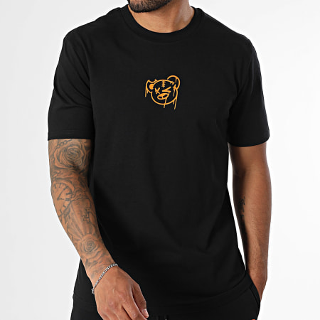 Sale Môme Paris - Ensemble Tee Shirt Et Short Jogging Nounours Dripping Graffiti Noir Orange