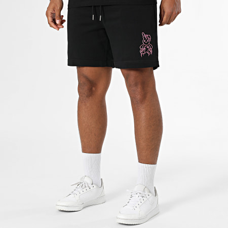 Sale Môme Paris - Ensemble Tee Shirt Et Short Jogging Lapin King Noir Rose Fluo