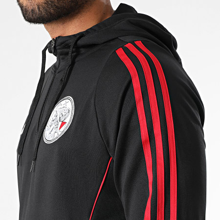 Adidas Performance - Ajax Stripe Hoodie JZ8008 Negro Blanco Rojo