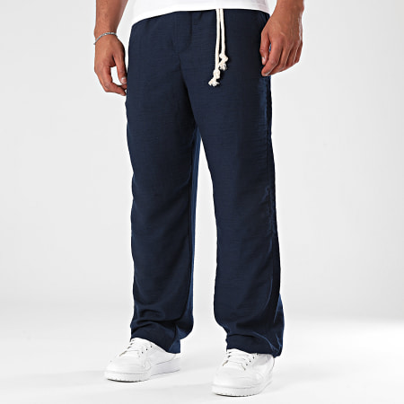 Mackten - Pantalon Effet Lin 098 Bleu Marine