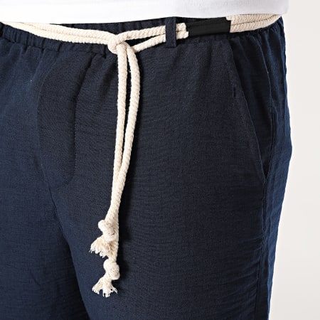 Mackten - Pantalon Effet Lin 098 Bleu Marine