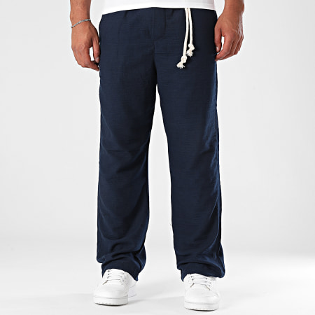 Mackten - Pantalon Effet Lin 098 Bleu Marine