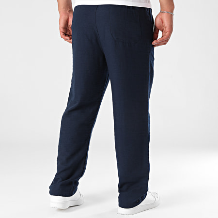 Mackten - Pantalon Effet Lin 098 Bleu Marine