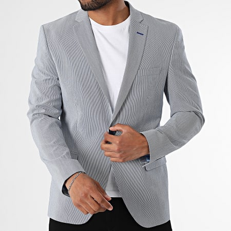 Mackten - Azul Marino Blanco 202 Rayas Chaqueta Blazer