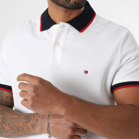 Tommy Hilfiger - Polo Manches Courtes Regular Fit Contrast Collar Cuff 9541 Blanc