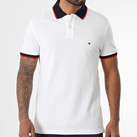 Tommy Hilfiger - Polo Manches Courtes Regular Fit Contrast Collar Cuff 9541 Blanc