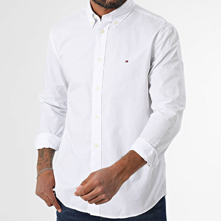 Tommy Hilfiger - Shirt Long Sleeve Regular Fit Flex Poplin Fake Solid 9437  White - Ryses