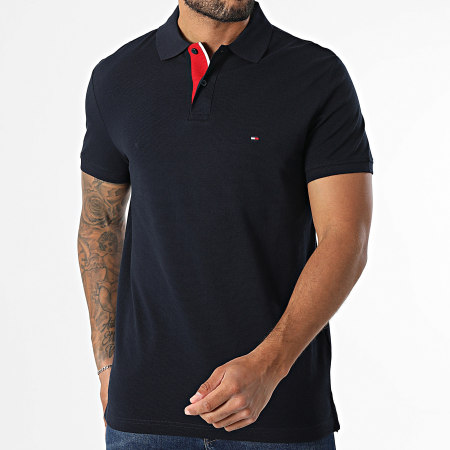 Tommy Hilfiger - Polo Manches Courtes Regular Fit MB Contrast Collar Cuff 9563 Bleu Marine