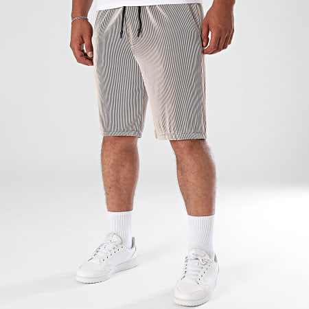 Uniplay - Short Jogging A Rayures 033 Beige Noir