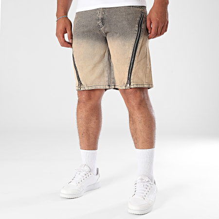 Uniplay - Short Jean 312 Beige Gris Anthracite Dégradé