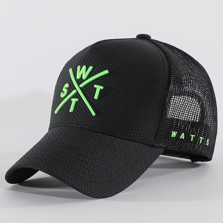Watts - Casquette Trucker Tribe Noir Gris Anthracite Vert Fluo