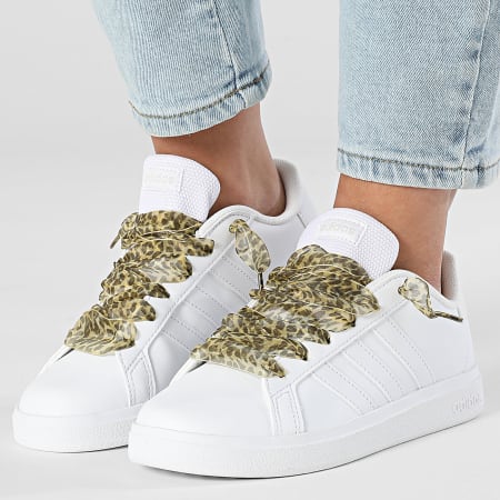 Adidas Sportswear - Grand Court 2.0 Women's Sneakers FZ6158 Footwear White  Grey One x Superlaced Leopard Lace - Ryses